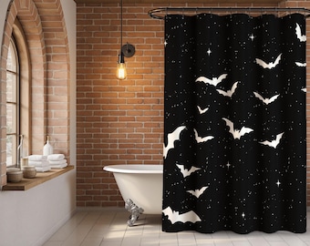 Halloween Shower Curtain Long Gothic Shower Curtain And Bath Mat Black Bathroom Set Whimisgoth Decor
