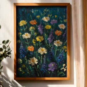 Vintage Floral Print Antique Wildflower Printable Wall Art Colorful Flower Sketch Botanical Farmhouse Spring French Country Digital Art