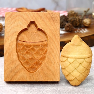 Wooden Cookie Mold, Springerle Cookie Cutter, Christmas Gingerbread, Pinecone Shaped Mold, Gift for Cookie Lover
