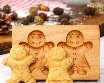 Molde de madera para galletas de hombrecito de jengibre: Springerle Cookie Press