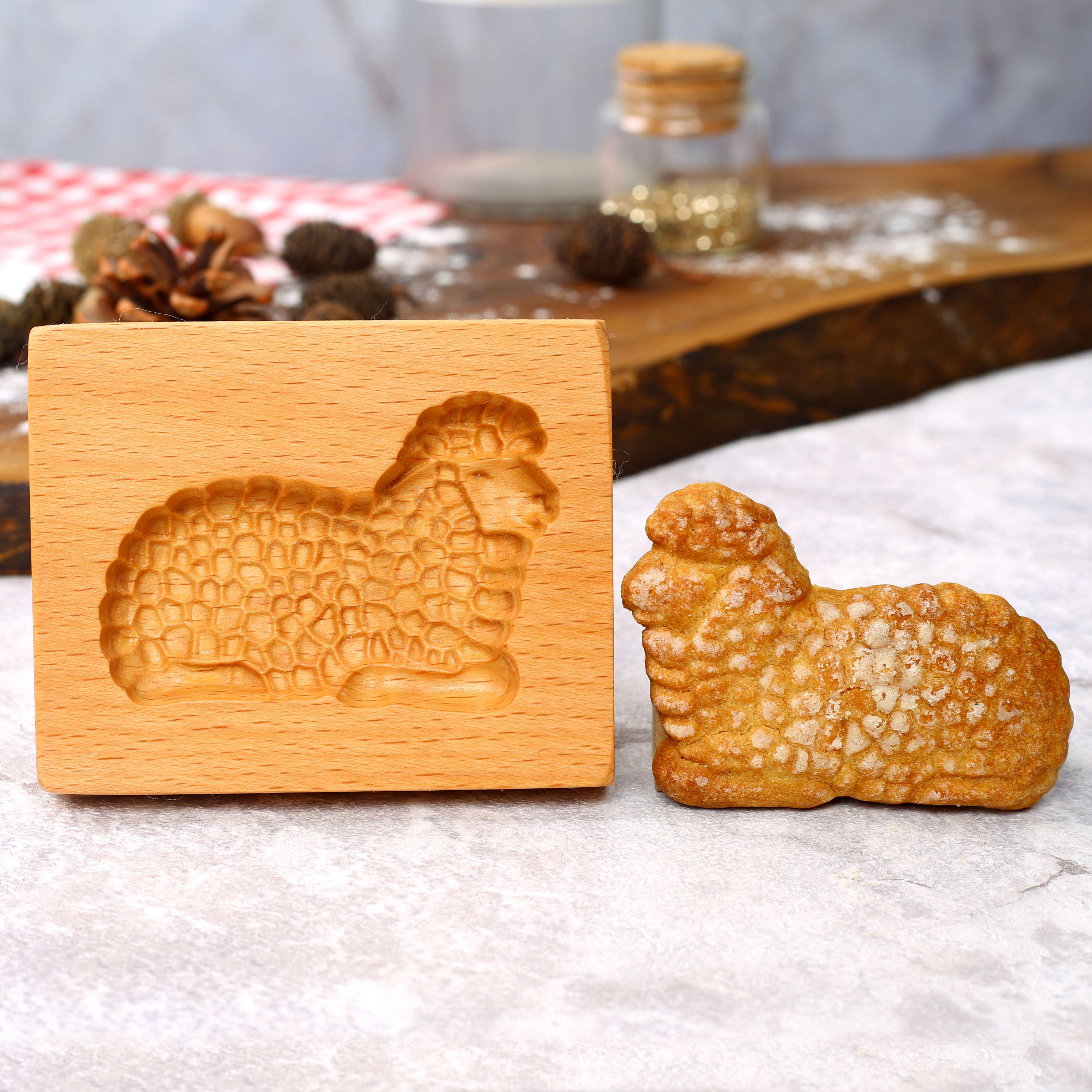 Sheep Wooden Cookie Mold: Christmas Gingerbread Springerle Cutter