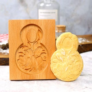 Tulip Gingerbread Cookie Cutter, 5.1&quot;*3.9&quot; Wooden Flower Cookie Mold, Christmas Gifts, Holiday Cooking
