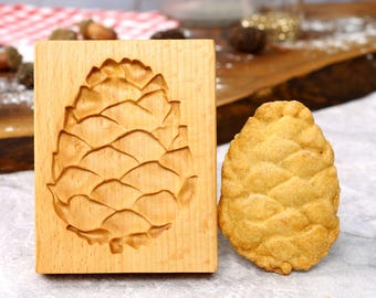 Molde para galletas de piña: cortador de madera Springerle, galletas de jengibre navideñas