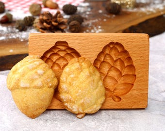Cookie Cutters Christmas, Cookie Cutter, Wood Cookie Mold,  Acorn And Pinecone Cookie Mold, Springerle Cookie Mold