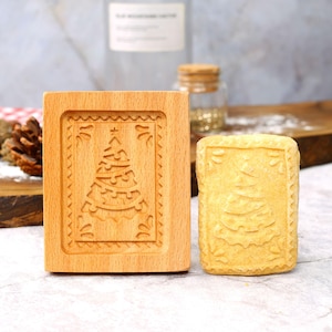 Christmas Tree Springerle Mold, Cookie Mold, Wooden Cookie Cutter for Holiday Cooking, Xmas Gifts