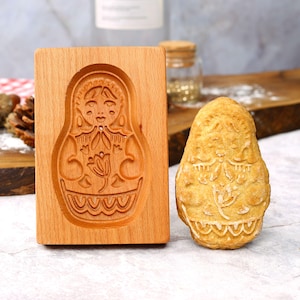 Wooden Doll Cookie Mold,  Gingerbread Cookie Cutter, Springerle Cookie Mold for Christmas