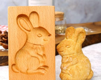 Molde de madera para galletas con forma de conejo: Repostería de pan de jengibre Springerle