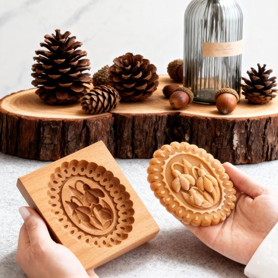 Wooden Flower Cookie Mold: Holiday Baking Gift, Cookie Cutters