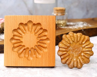 Stampo per biscotti di pan di zenzero, timbro per biscotti in legno con fuochi d'artificio, regalo di Natale, biscotto in rilievo