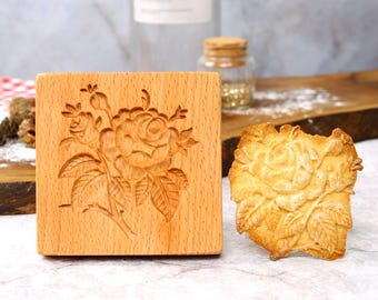 Rose Flower Cookie Mold: Embossed Biscuit Stamp
