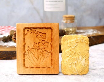 Iris Cookie Cutter: Wooden Flower Mold for Baking