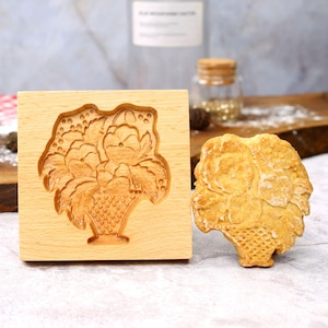 Wooden Flower Basket Cookie Mold, Biscuit Mold, Cookie Cutter, Christmas Gift for Cookie Lover, Biscuit Mold