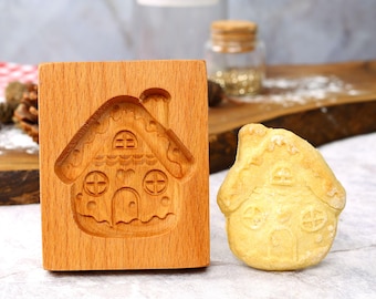 Wooden House Cookie Mold, Biscuit Stamp, Holiday Cooking
