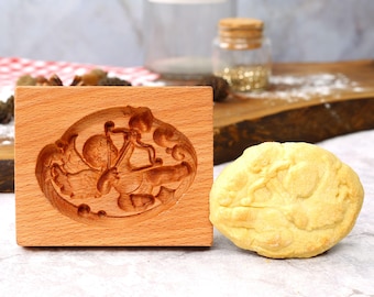 Angel Archery Wooden Cookie Mold: Christmas Biscuit Embosser
