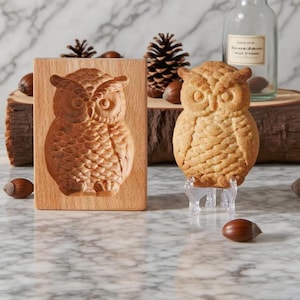 Owl Cookie Mold: Wooden Gingerbread Cutter, Baking Gifts for Christmas