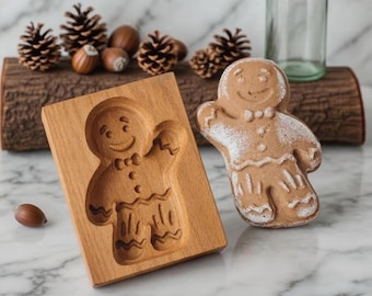 Gingerbread Cookie Cutters: Wooden Cookie Mold, Baking Gift