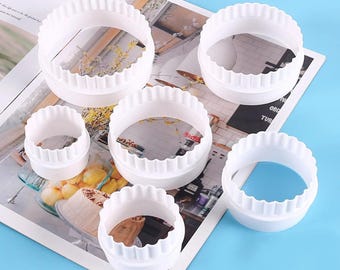 6pcs Double-Sided Cookie Cutter Set: Round & Flower Shapes