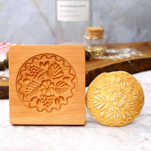 Wooden Raspberry Cookie Mold, Christmas Cookie Mold,  Springerle Mold, Cookie Press, Cookie Stamp