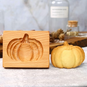 Pumpkin Wooden Cookie Mold, Springerle Cookie Mold Cutter, Gingerbread Cookie Mold Made of Wood, Christmas Cookie Mold