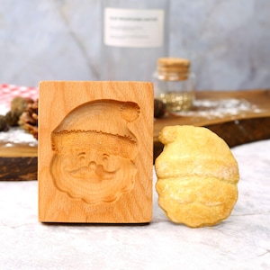 Wooden Santa Claus Head Cookie Cutter, Cookie Mold, Biscuit Stamp, Holiday Cookie, Gift for Christmas