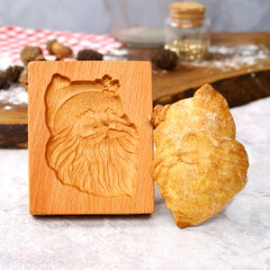 Santa Claus Wooden Cookie Mold: Springerle Gingerbread Cutter