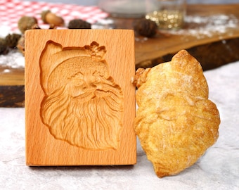 Molde de madera para galletas de Papá Noel: cortador de jengibre Springerle