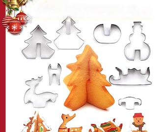 3D Weihnachts-Ausstechformen: Schneemann, Weihnachtsbaum, Edelstahl