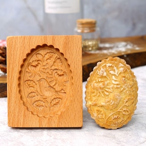 Sparrow and Chrysanthemum Wooden Cookie Mold, Cookie Embosser, Gift for Bake Lovers, Christmas Cookie Cutter