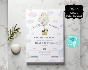 UP Gender Reveal, UP Gender Reveal Invitation, Little Scout Invite, He or She, Gender, Do It Yourself 5x7 IN, Adventure Gender Reveal, Corjl
