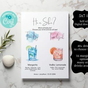Plaque signalétique révélateur de sexe, panneau indiquant le sexe, panneau indiquant le sexe, faites-le vous-même, 5 x 7 po, buvant lui ou elle, auto-édition, Corjl