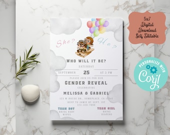 UP Gender Reveal, UP Gender Reveal Invitation, Little Scout Invite, He or She, Gender, Do It Yourself 5x7 IN, Adventure Gender Reveal, Corjl