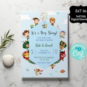 Toy and Animal Shower, Baby Shower Invitation, Toy Invite, Boy Invite, Boy Story, Do It Yourself 5x7 IN, Baby Shower, It's a Boy Story Corjl