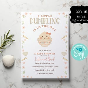 Knoedelbabyshower, knoedelbabyshoweruitnodiging, knoedeluitnodiging, kleine knoedel, digitale zelfbewerkingsuitnodiging 5 x 7 IN Corjl