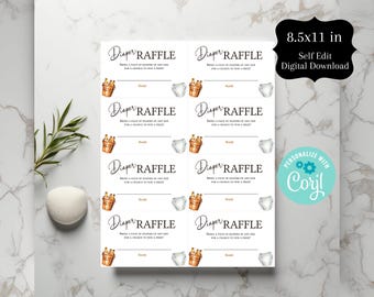 Diapers and Brews Diaper Raffle Card, Diapers Brews Baby Shower Raffle, Diapers and Brews Baby Raffle, DIY 8.5x11 IN, Self Edit, Corjl