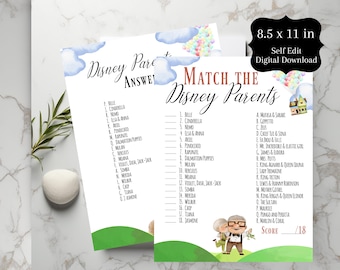 Juego imprimible para baby shower de UP Parent Match, impresiones digitales, juego para baby shower de UP DIY, impresión en casa de UP, recortes para eventos de UP, imprimible de UP