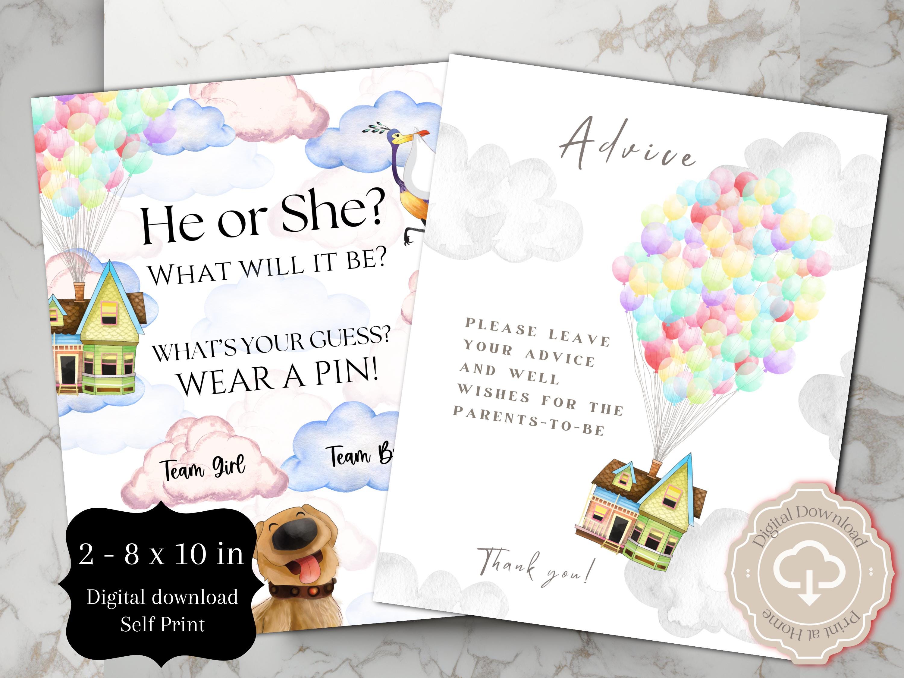 UP Reveal Printable Game Signs, Digital Printouts, DIY UP Baby Reveal Game, Print at Home Up, Up Shower Event Cutouts, Up Printable 8x10 in