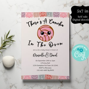 Concha Baby Shower, Girl Concha Baby Shower Invitation, Concha in the Oven Invite, Concha Shower, Digital Self Edit Invite 5x7 IN Corjl