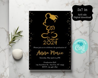 Mickey Graduation Invitation, Disney Grad Invitation, Class of 2024 Graduate, Disney 2024 Graduate, Digital Self Edit Invite 5x7 IN Corjl