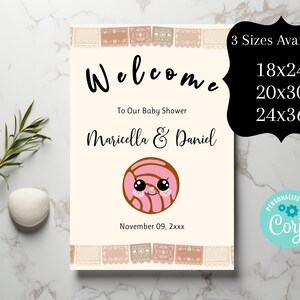 Concha Baby Welcome Sign, Concha Baby Shower Welcome Sign, Baby Concha Sign, Do It Yourself, Baby Shower Concha, Self Edit, Corjl