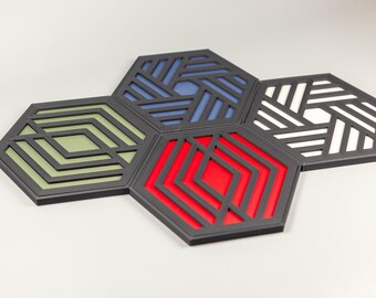 Geometric Coasters | Home Decor | Gift Giving Ideas | Housewarming Gift | 3D Printed Coasters