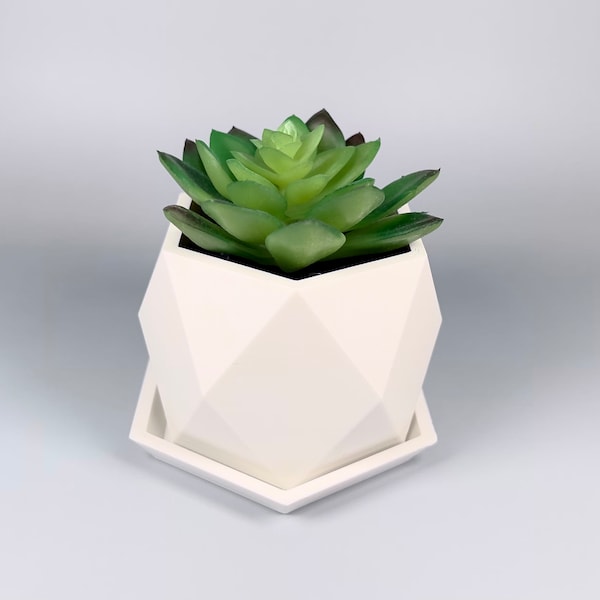 Modern Geometric Plant Pot with Drainage and Saucer | Indoor Planter | Geometric Design | Modern Home Decor | Mother's Day Gift | 3D Printed
