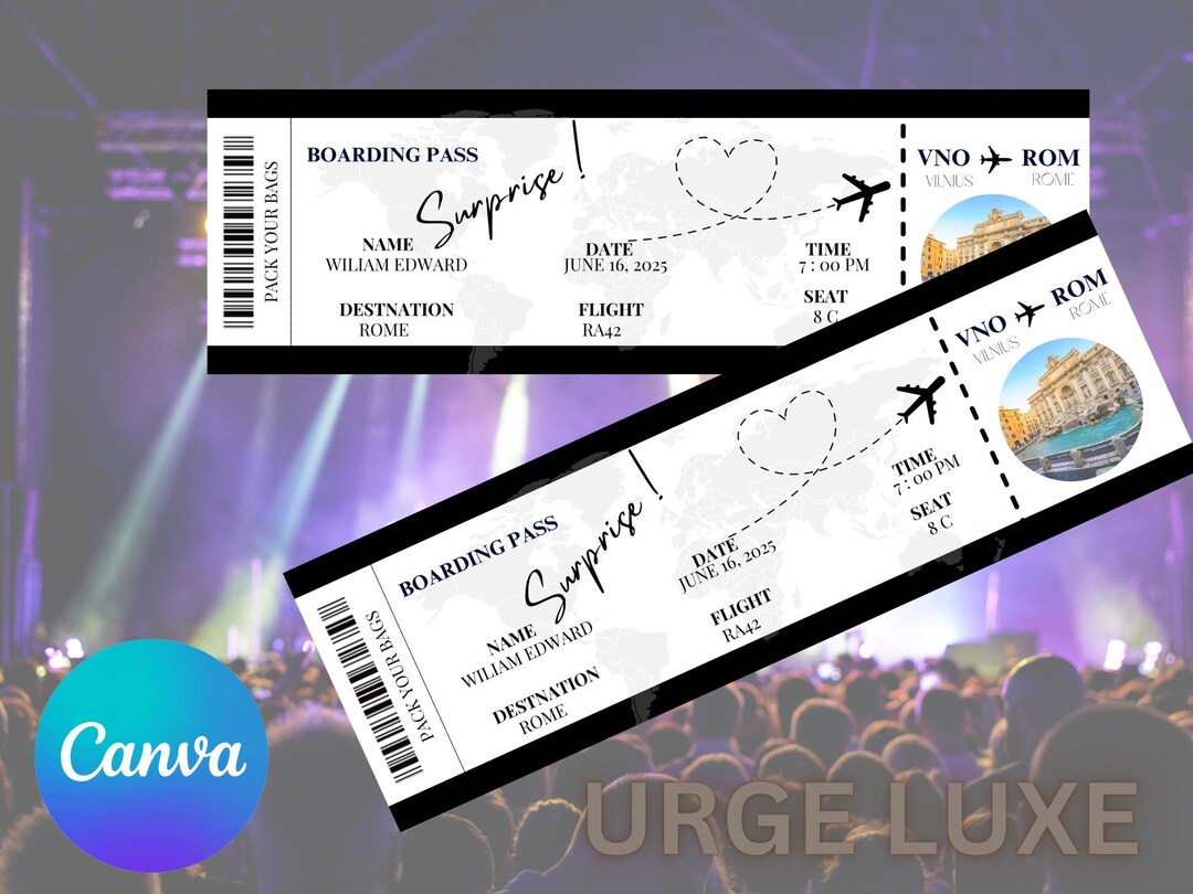 Editable Boarding Pass Template: Surprise Trip Ticket (digital Download ...