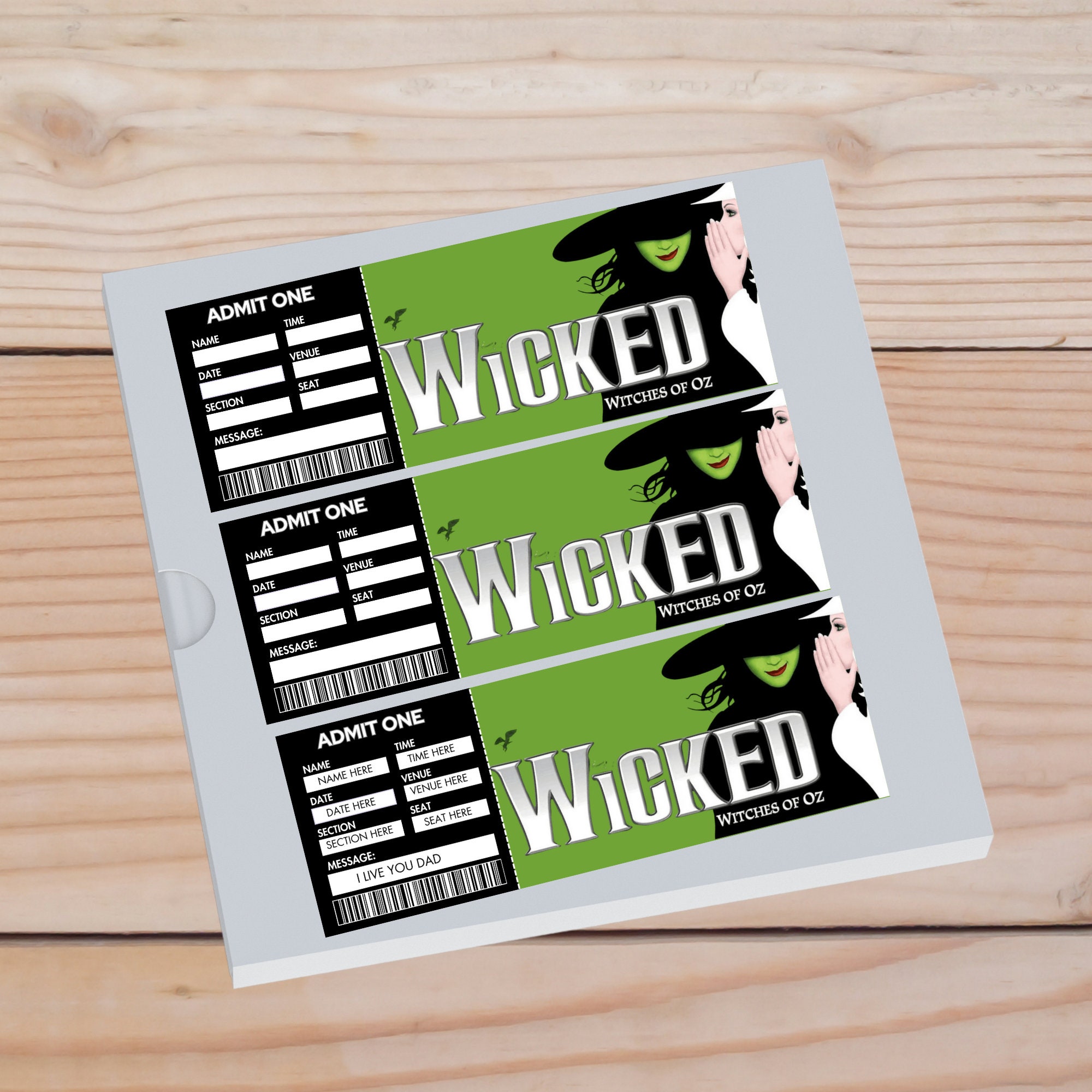 Printable Wicked Broadway Surprise Ticket, Musical Theatre Faux Event ...