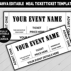 Bearbeitbare Food Event Ticketvorlage, Mahlzeitenticket, druckbares Ticket, Food Ticketvorlage, Event Ticket Pdf, Ticketvorlage, Instant Download