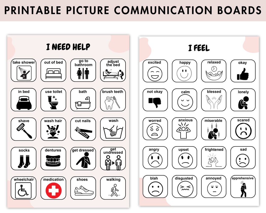 Basic Communication Board Template for Kids, Language Board, Non Verbal