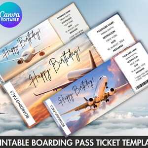 Printable Surprise Trip Ticket, Boarding Pass Ticket, Gift Ticket, Editable Vacation Trip Ticket, Instant Download