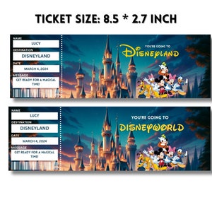 Printable Disneyland Surprise Ticket Template, Disneyworld Ticket, Surprise Reveal Gift, Theme Park Ticket, Canva Editable, Digital Download image 6
