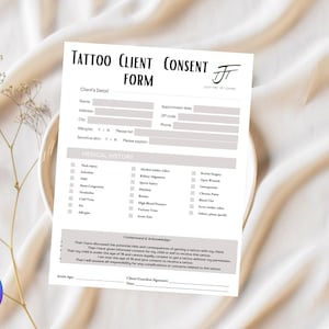Tattoo Intake Form | Tattoo Consent Form | Tattoo Artist Forms | Tattoo Business Forms | Editable Consent Forms | Consent and Liability Form