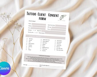 Tattoo Intake und Consent Form: Bearbeitbare Künstlerformen (Digitaler Download)