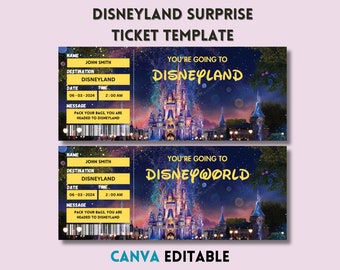 Printable Disneyland & Disneyworld Surprise Ticket Template (Digital Download)
